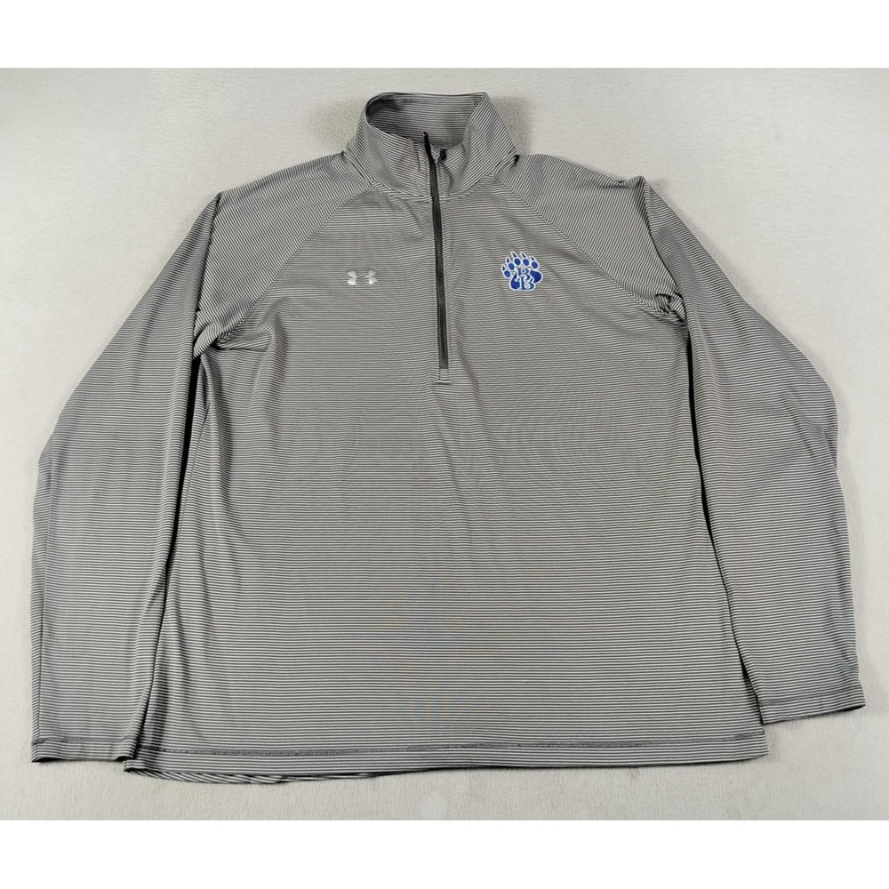 Under Armour HeatGear Quarter Zip Mens XL Gray Striped Brewer Bears Fort Worth